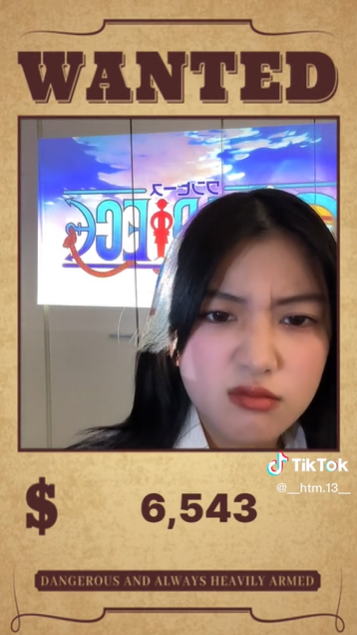 Gambar Reaksi Hitomi ketika melakukan WANTED Price Challenge di Tiktok (Sumber: Tiktok @__htm.13__)