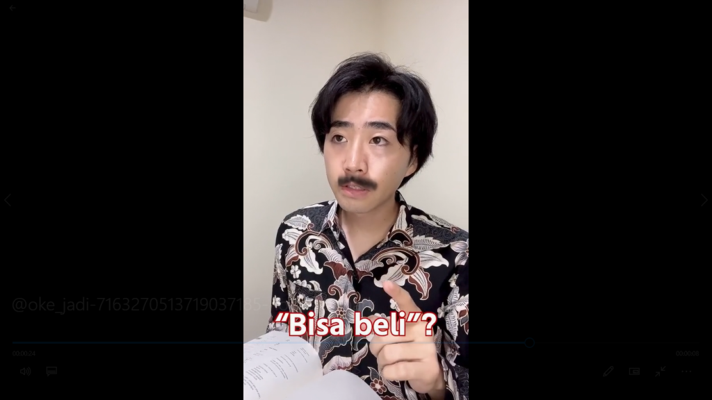 Gambar Honomim "Kaeru" dalam Bahasa Jepang (Sumber: Tiktok @oke_jadi)