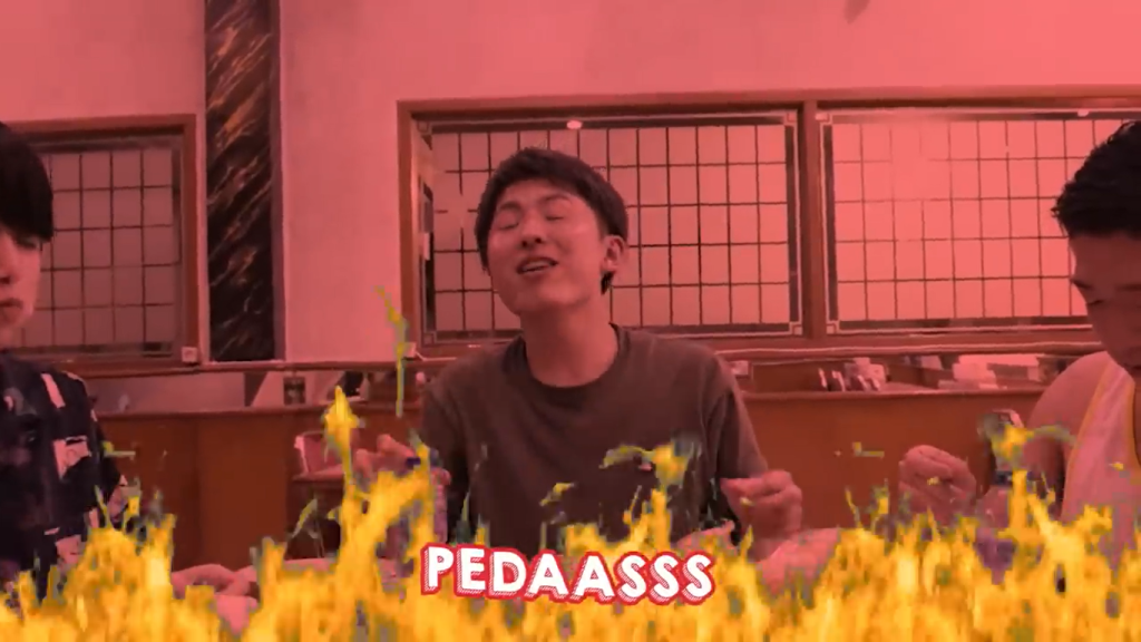 Gambar Reaksi Tomo, Reiwa, dan Kashiwa saat Mencoba Nasi Padang (Sumber: Youtube Talent)