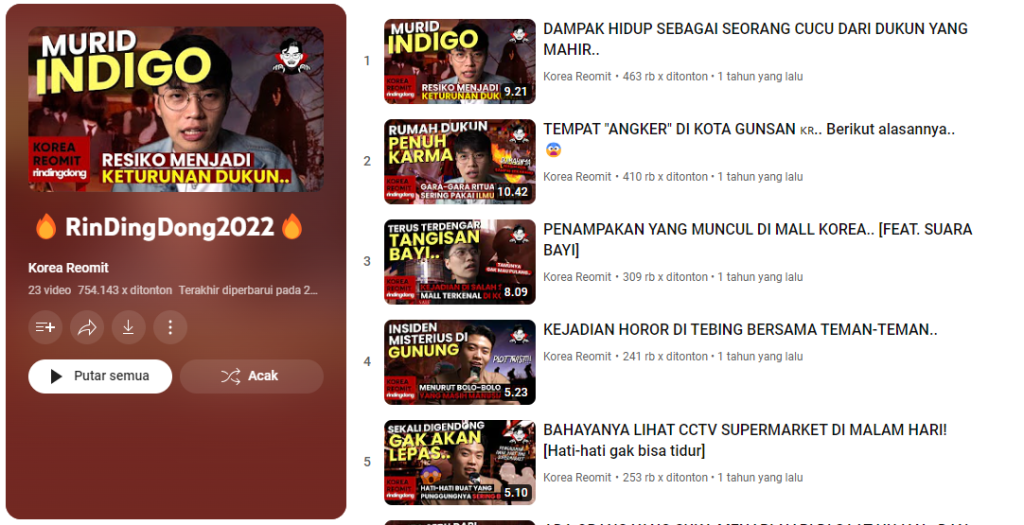 Gambar Segmen "RinDingDong" di Kanal Youtube Korea Reomit (Sumber: Youtube Talent)