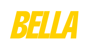 Logo: bold, italic yellow text reading BELLA on a black background.