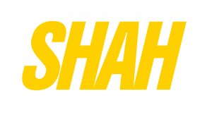 Shell logo: bold yellow wordmark on a black background